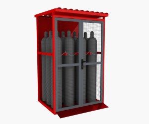 Klatka box na butle gazu technicznego 12 butli kolor  czerwono - szary